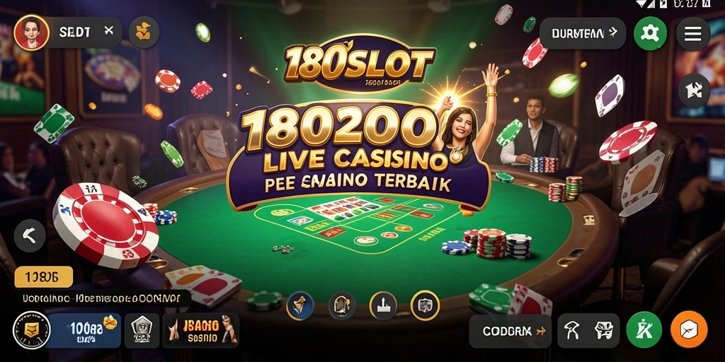 Screenshot gameplay 180SLOT yang menampilkan suasana Live Casino.