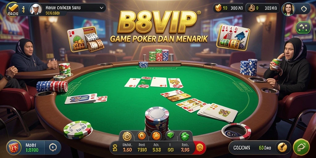 Tampilan gameplay Poker yang seru dalam B8VIP.