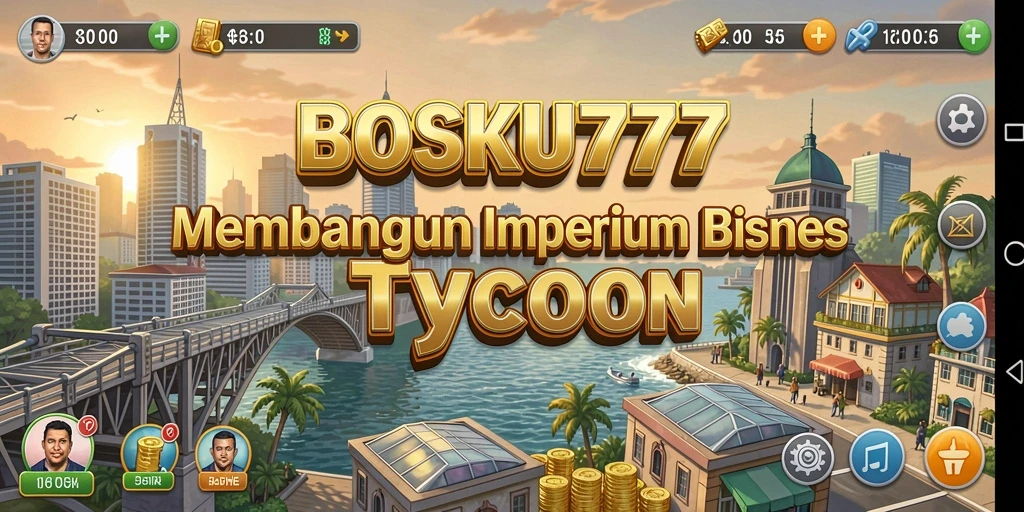 Tampilan gameplay BOSKU777 dengan aksi membangun bisnis yang seru.