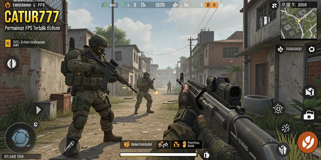 Gambar tampilan gameplay intens dari CATUR777 dengan aksi tembak-menembak yang seru.