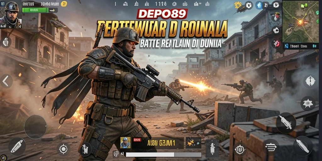 Tangkapan layar DEPO89 menunjukkan aksi intens dalam pertempuran Battle Royale.