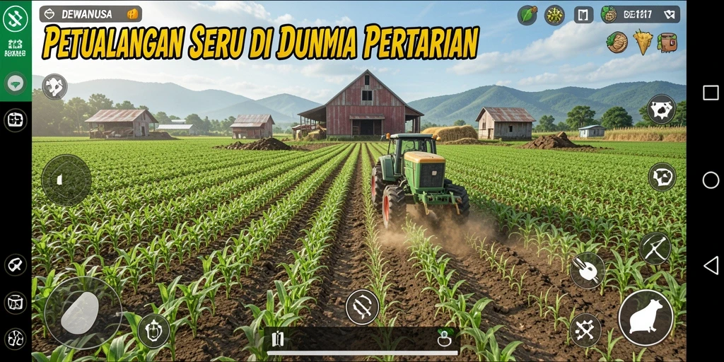 Tangkapan layar DEWANUSA menunjukkan keseruan bertani dengan grafis yang menarik.