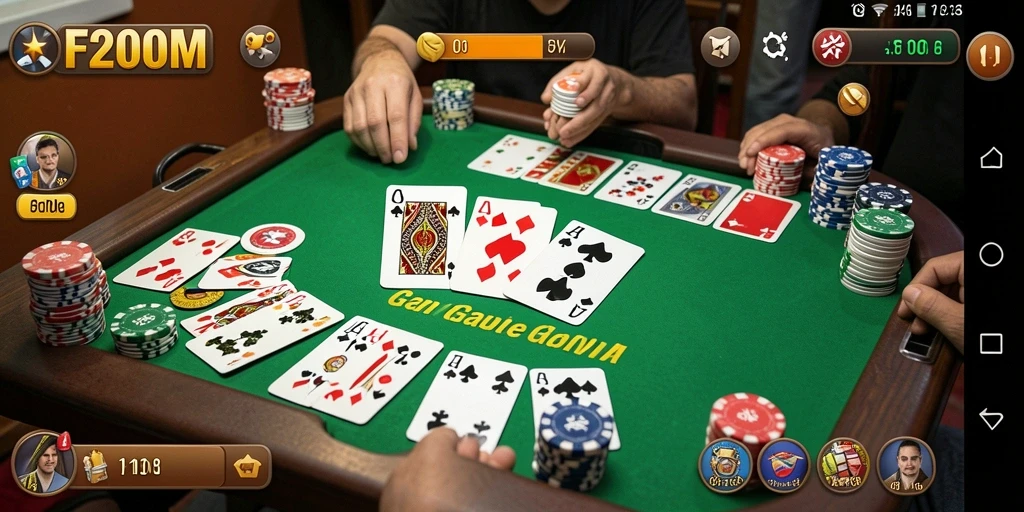 Screenshot gameplay F200M menampilkan suasana seru bermain Gaple.