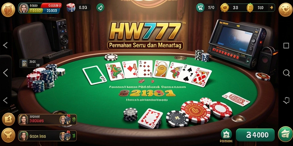 Tampilan aksi seru dalam permainan Poker di HW777.