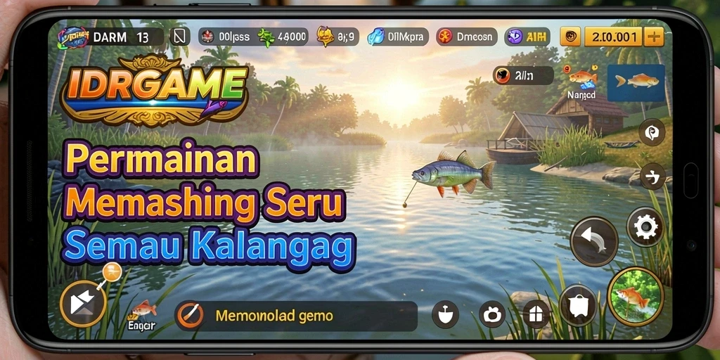 Screenshot gameplay IDRGAME yang menunjukkan pengalaman memancing yang seru.