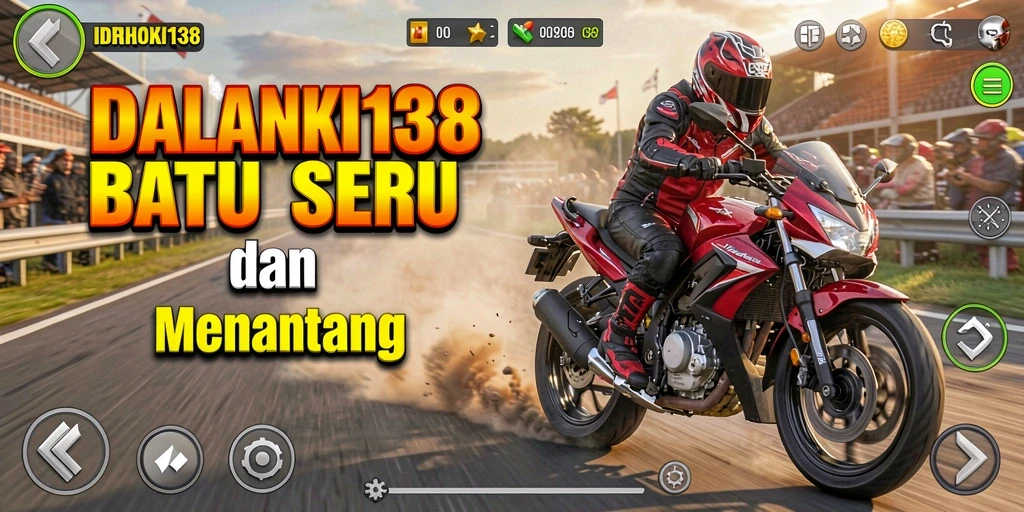 Screenshot gameplay IDRHOKI138 dengan balapan motor yang mendebarkan.