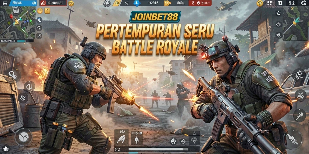 Screenshot gameplay JOINBET88 yang menunjukkan aksi seru Battle Royale.