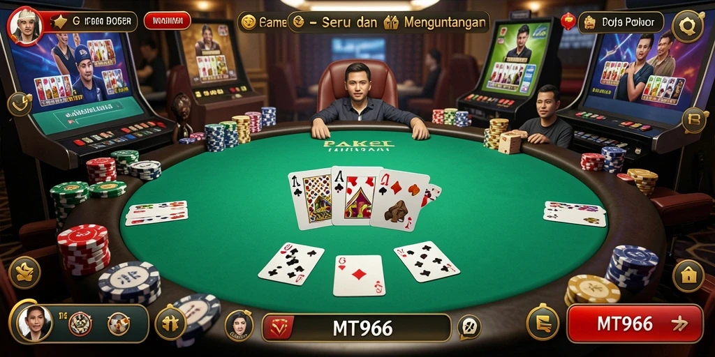 Screenshot MT966 menampilkan gameplay poker yang seru dan mendebarkan.