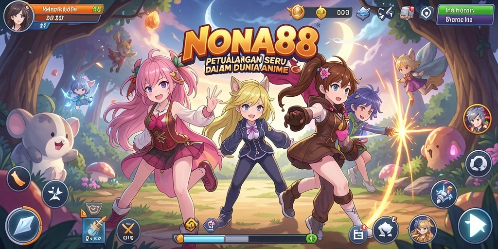Tampilan gameplay NONA88 yang penuh aksi dan karakter anime yang menawan.