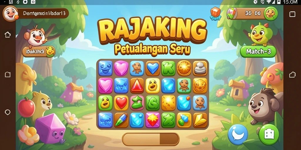 Screenshot gameplay seru RAJAKING dalam aksi Match-3.