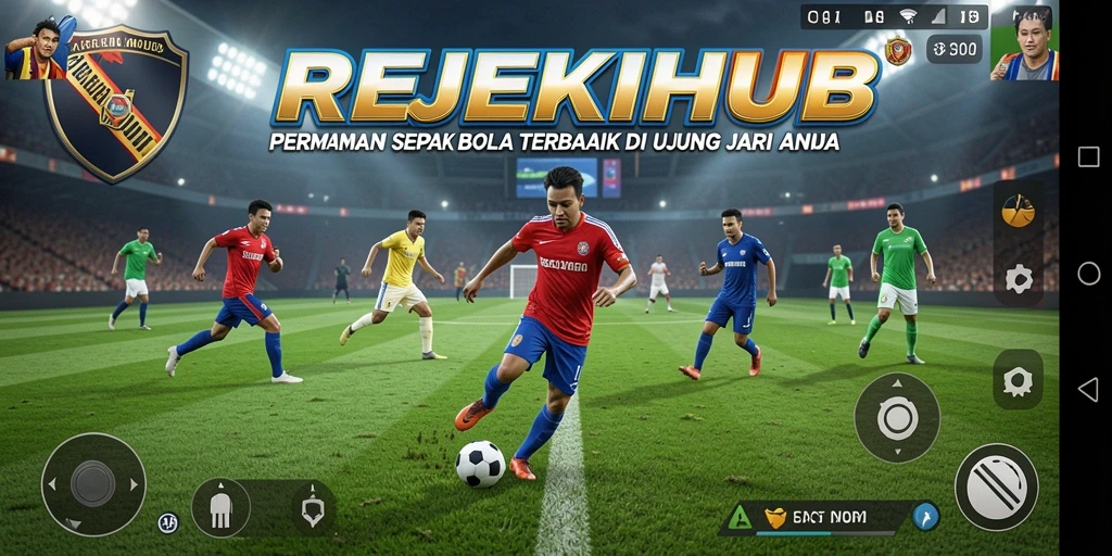 Tampilan gameplay REJEKIHUB yang mendebarkan dan penuh aksi sepak bola.