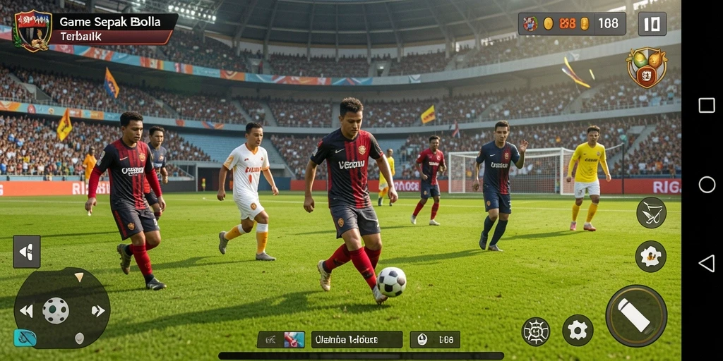 Tampilan gameplay RI188 yang penuh aksi dalam pertandingan sepak bola.