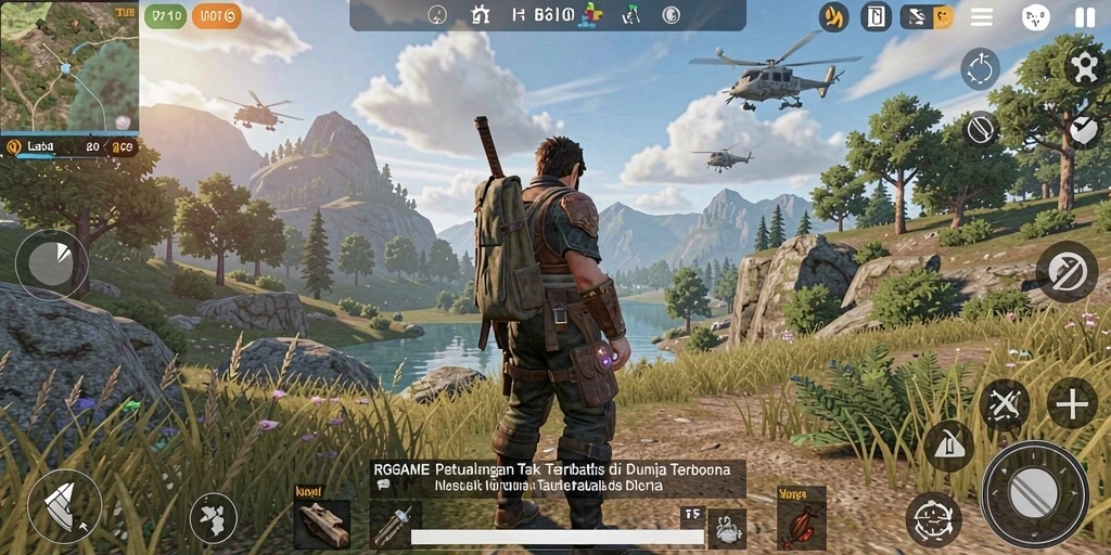 Screenshot gameplay RPGAME menampilkan eksplorasi dunia yang luas dan dinamis.