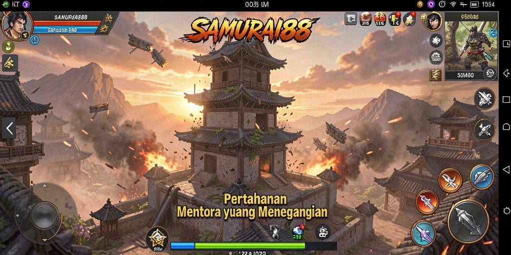 Gameplay menegangkan dari SAMURAI88 dengan pertahanan menara yang strategis.