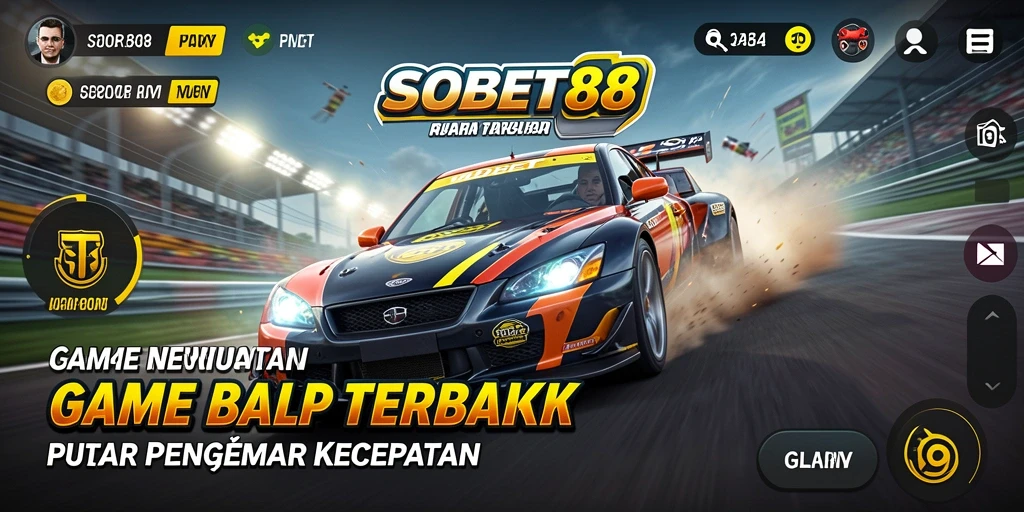 Tangkapan layar utama yang menunjukkan aksi balapan yang mendebarkan di SOBET88.