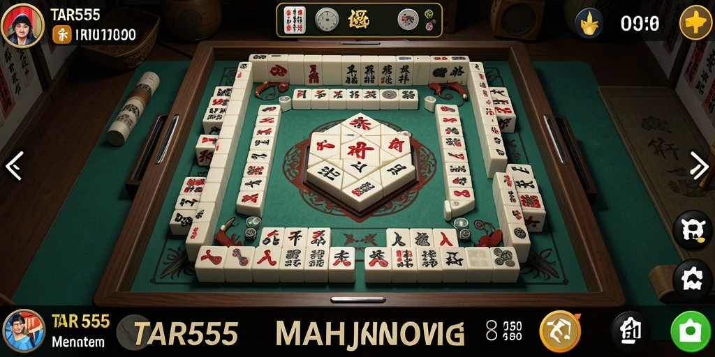 Screenshot gameplay TAR555 menampilkan suasana permainan Mahjong yang seru.