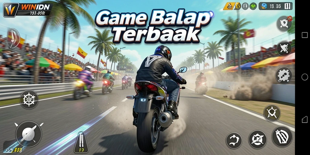 Tampilan gameplay seru balapan motor di WINIDN.