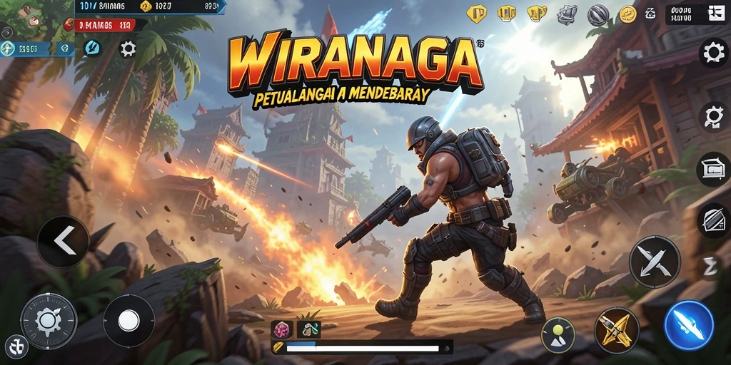 Tampilan aksi seru dalam gameplay WIRANAGA yang mendebarkan.