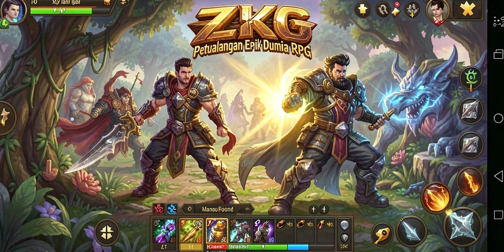 Tangkapan layar ZK6 menampilkan pertarungan epik di dunia fantasi.